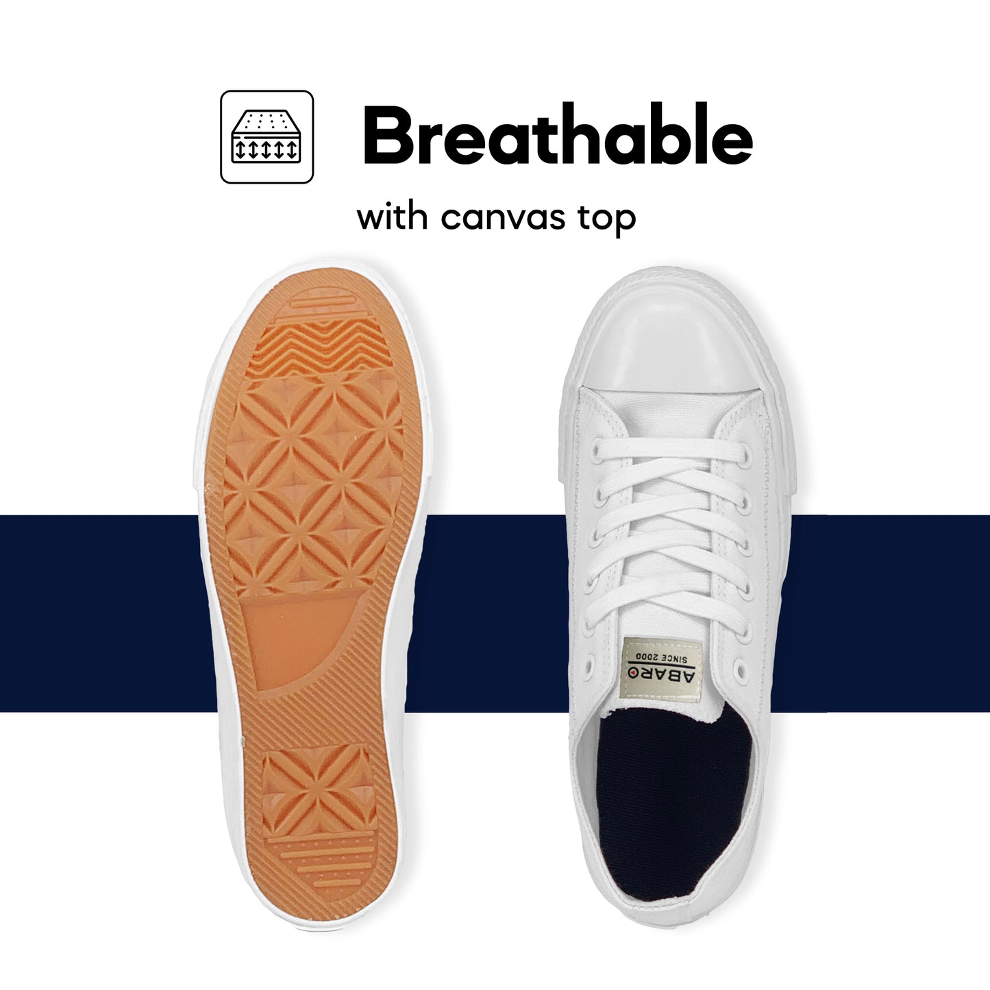 ABARO Unisex Slip Resistant 7281MF Men Unisex/White School Shoes/Kasut Sekolah Putih/Shoes Canvas/Extra Large