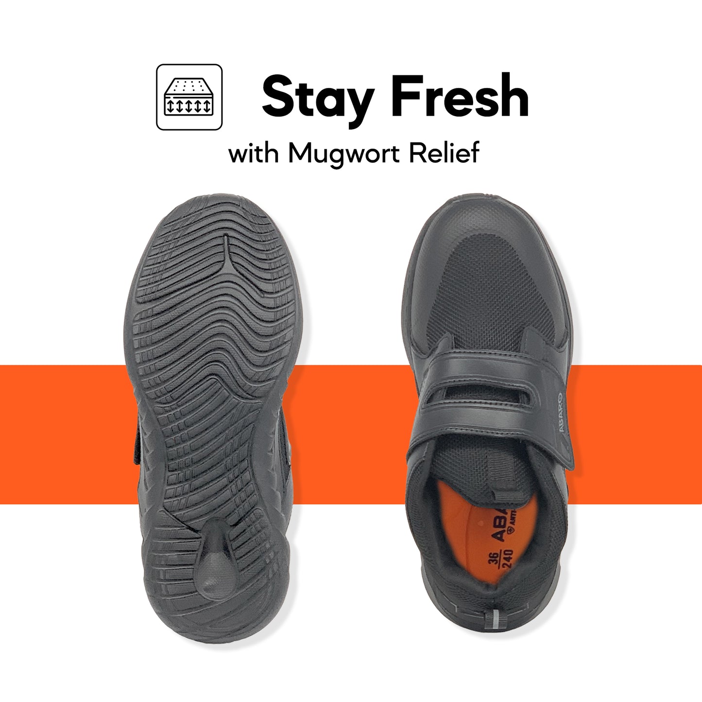 ABARO 2807N NameTech Ultralight Unisex School Shoes Breathable Mesh/Anti-Bacterial/Kasut Sekolah Hitam/Kasut Tulis Nama