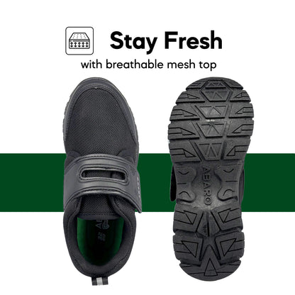 ABARO 2399 x CANGGIH Unisex 2399AC Black School Shoes/Breathable Mesh/Super Comfy/Sport/Kasut Sekolah Hitam