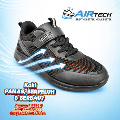 ABARO A2862N NEW AirTech School Shoes + NameTech School Shoes | Breathable Lightweight Kasut Sekolah Unisex | NameTech