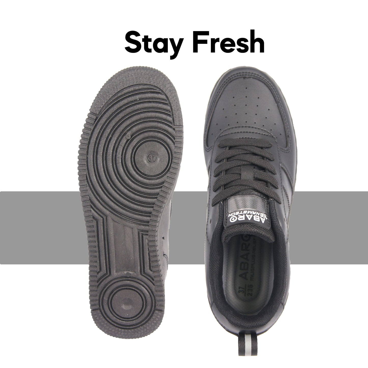 [ONLINE EXCLUSIVE] ABARO Name Tech 7672N Secondary School Shoes/Kasut Sekolah/Kaust Sekolah Hitam