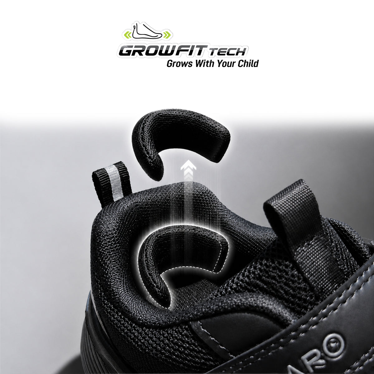 ABARO G2853N NEW GrowFitTech School Shoes | Kasut Sekolah Kanak-Kanak | Extra Room as Feet Grow | Lightweight