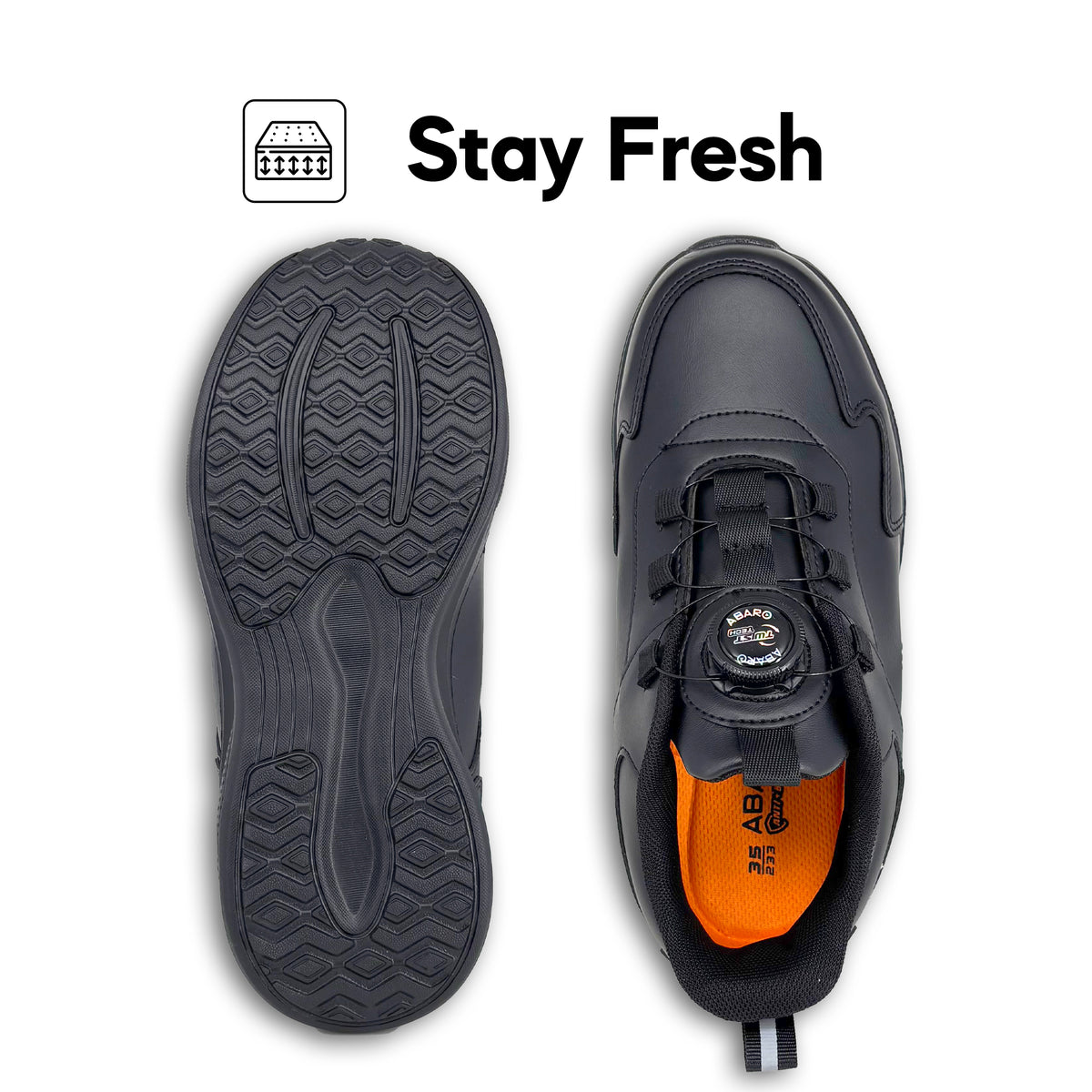 ABARO T2856N TwistTech + NameTech Unisex School Shoes | Kasut Sekolah | Kasut Tulis Nama
