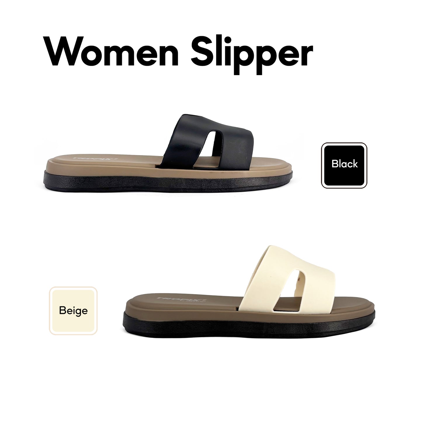 [ONLINE EXCLUSIVE] ABARO Comfy & Stylish 99PSA664L1 TROPIX Durable and Lightweight PVC /Women Slipper/Sandal Perempuan