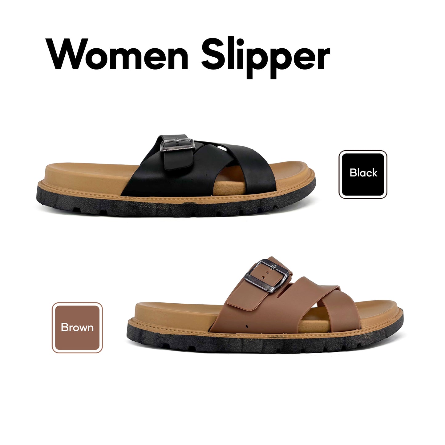 [ONLINE EXCLUSIVE] ABARO Comfy & Stylish 99PSA664K3 TROPIX Durable and Lightweight PVC /Women Slipper/Sandal Perempuan