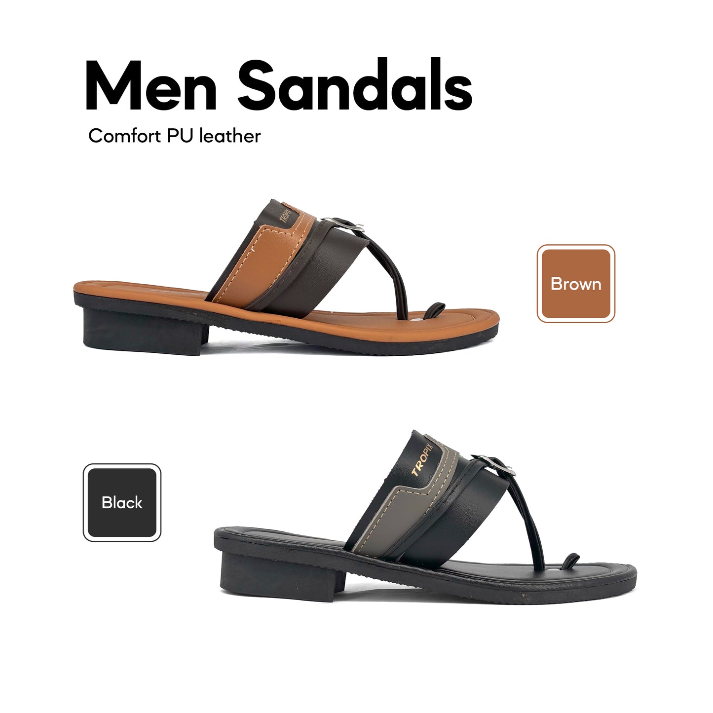 ABARO Men Capal Slippers CAP71C2 TROPIX PU Leather With Comfort Selipar Lelaki/Kasut Lelaki