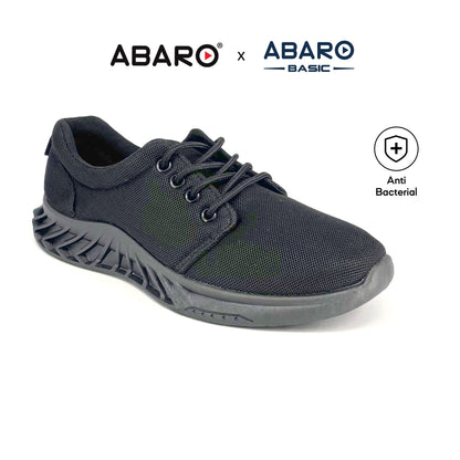 ABARO x BASIC BS2378 Unisex Slip Resistant Anti Bacterial Super Comfy/School Shoes/Kasut Sekolah Hitam