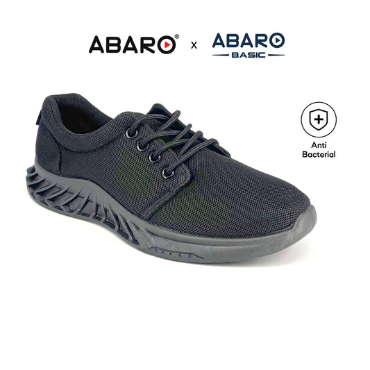 ABARO x BASIC BS2378 Unisex Slip Resistant Anti Bacterial Super Comfy/School Shoes/Kasut Sekolah Hitam