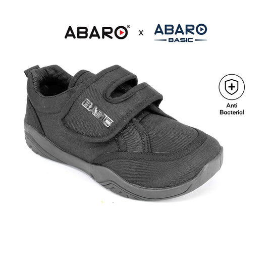 ABARO x BASIC BS2388 Unisex Slip Resistant Anti Bacterial Super Comfy/School Shoes/Kasut Sekolah Hitam