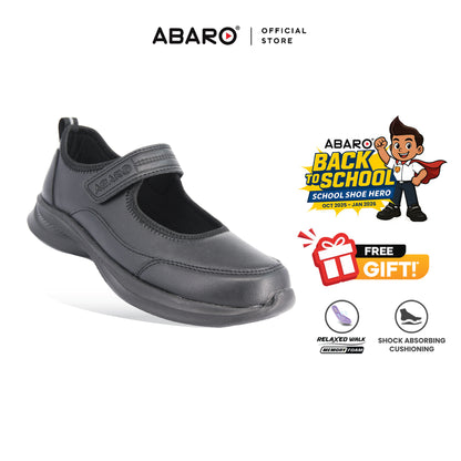 ABARO 2832MF School Shoes Girl Series - Black School Shoes/Kasut Sekolah Hitam