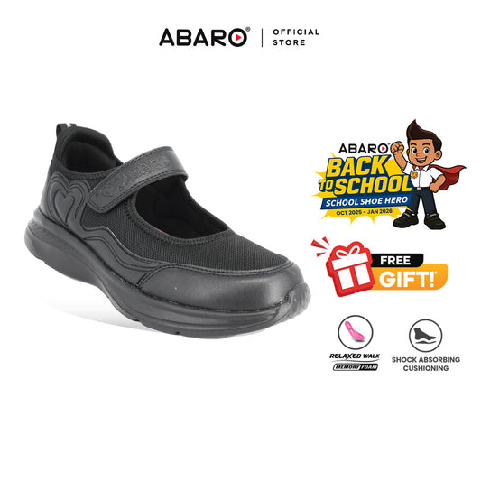ABARO 2831MF School Shoes Girl Series - Black School Shoes/Kasut Sekolah Hitam