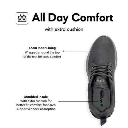 ABARO x BASIC BS2378 Unisex Slip Resistant Anti Bacterial Super Comfy/School Shoes/Kasut Sekolah Hitam