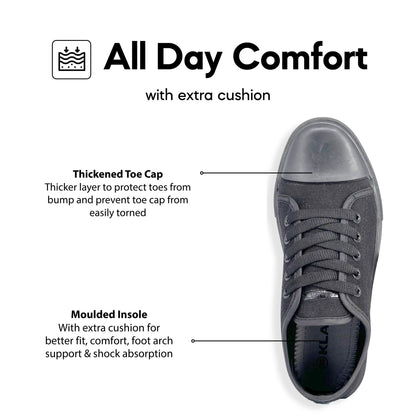 ABARO x KLASIX KS3766 Unisex Slip Resistant Anti Bacterial Super Comfy/School Shoes/Kasut Sekolah Hitam