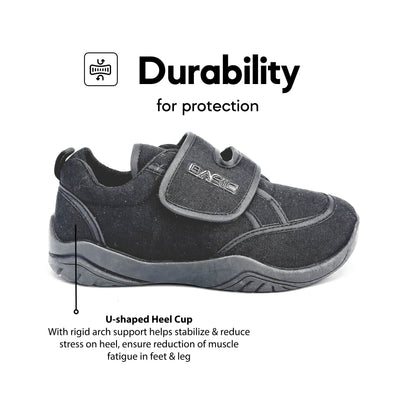 ABARO x BASIC BS2388 Unisex Slip Resistant Anti Bacterial Super Comfy/School Shoes/Kasut Sekolah Hitam
