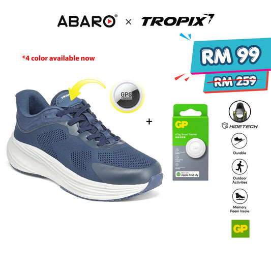 [Parent’s Day Special Bundle] ABARO Tropix HideTech Sneakers with Hidden GPS Pocket + GP eTag Tracker (iOS Compatible)