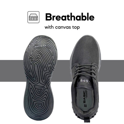 ABARO x BASIC BS2378 Unisex Slip Resistant Anti Bacterial Super Comfy/School Shoes/Kasut Sekolah Hitam
