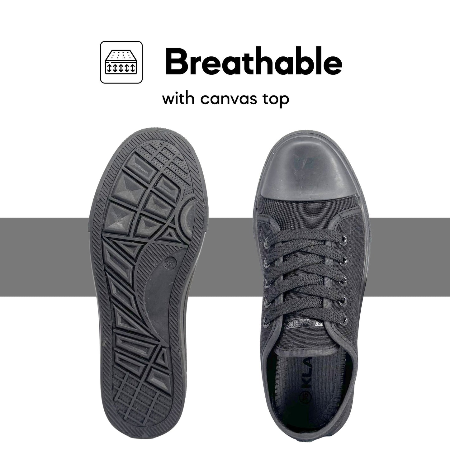 ABARO x KLASIX KS3766 Unisex Slip Resistant Anti Bacterial Super Comfy/School Shoes/Kasut Sekolah Hitam