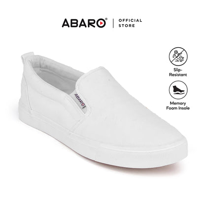 ABARO School Shoes 7285MF Slip On Thick Rubber Outsole White School Shoes/Kasut Sekolah Putih/Shoes Canvas/Extra Large