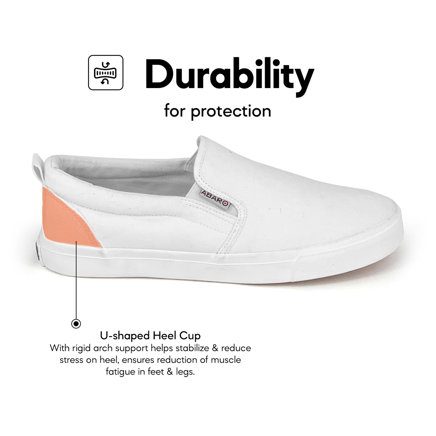 ABARO School Shoes 7285MF Slip On Thick Rubber Outsole White School Shoes/Kasut Sekolah Putih/Shoes Canvas/Extra Large