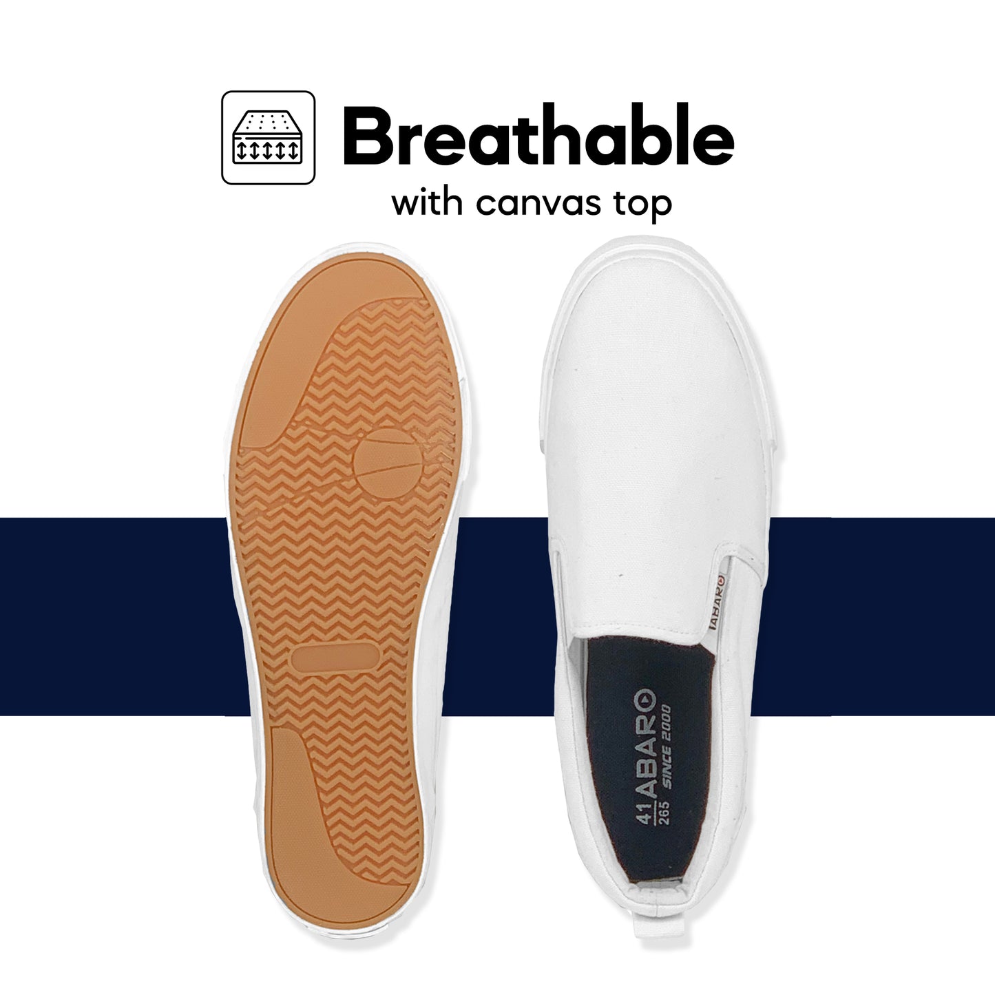 ABARO School Shoes 7285MF Slip On Thick Rubber Outsole White School Shoes/Kasut Sekolah Putih/Shoes Canvas/Extra Large