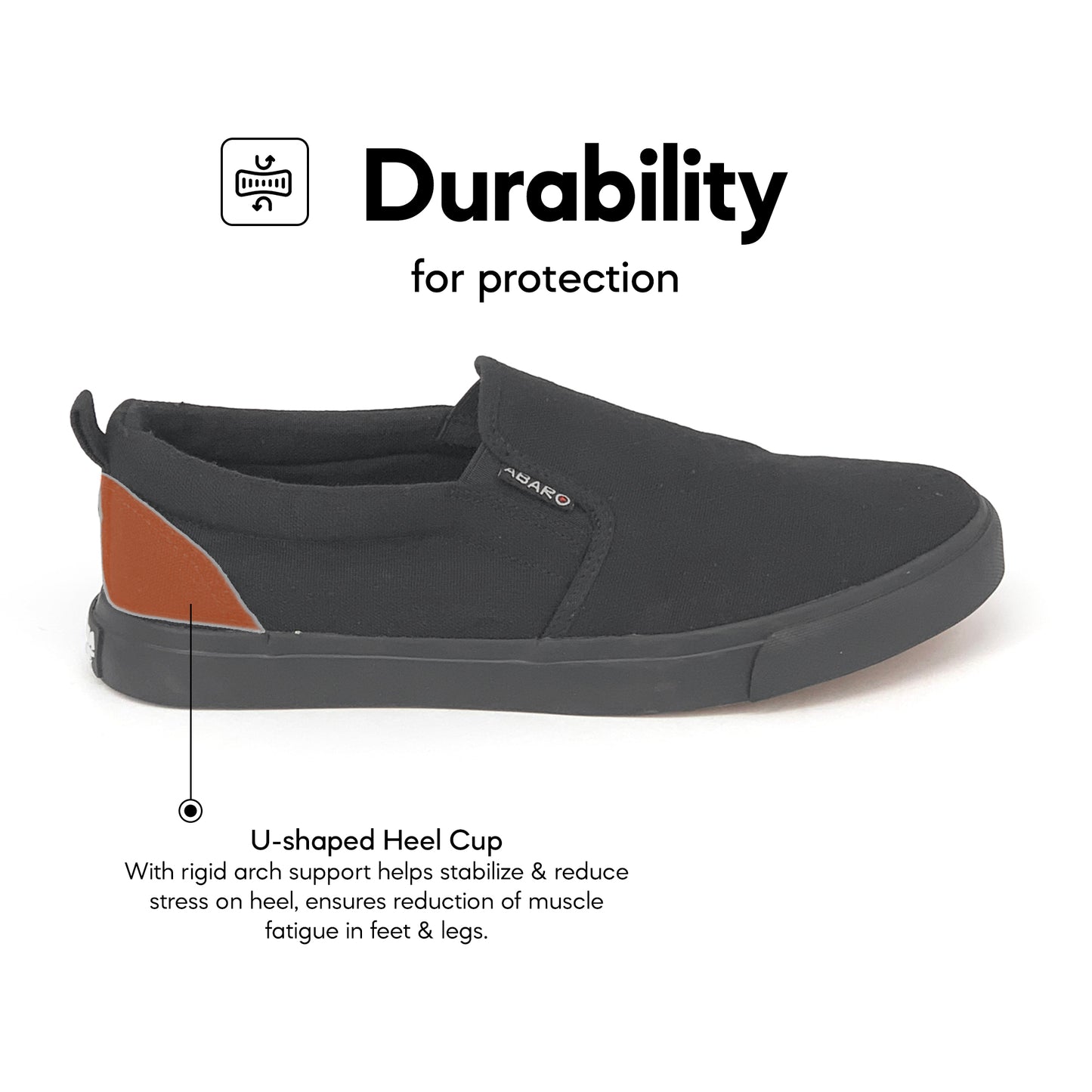 ABARO Unisex Slip Resistant 7295MF Slip On Thick Rubber Outsole School Shoes/Sneaker/Kasut Sekolah Hitam/Extra Large