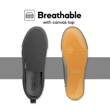 ABARO Unisex Slip Resistant 7295MF Slip On Thick Rubber Outsole School Shoes/Sneaker/Kasut Sekolah Hitam/Extra Large