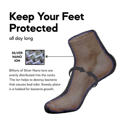 ABARO Unisex 3pairs Antibacterial Socks AS03 Comfy Cotton/Stoking Sekolah Antibakteria Hitam