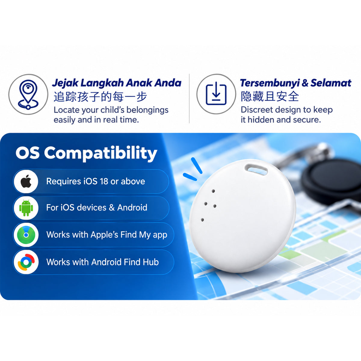 [Support iOS & Android] ABARO Startag X3 Bluetooth Tracker Works with Apple Find My and Android Find Hub included CASING