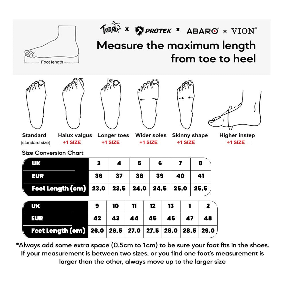ABARO SFA755B1-EA size chart (sizes 36 to 48)