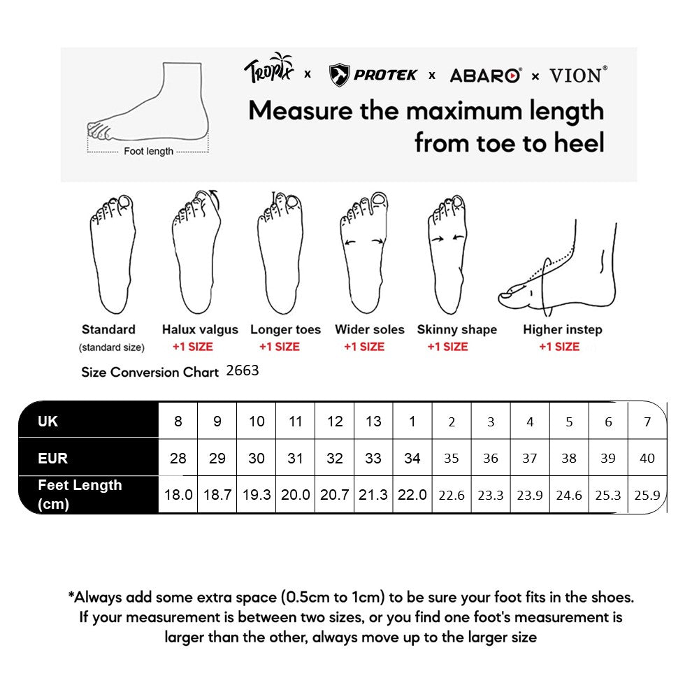 ABARO 2663 size chart (sizes 28 to 40)