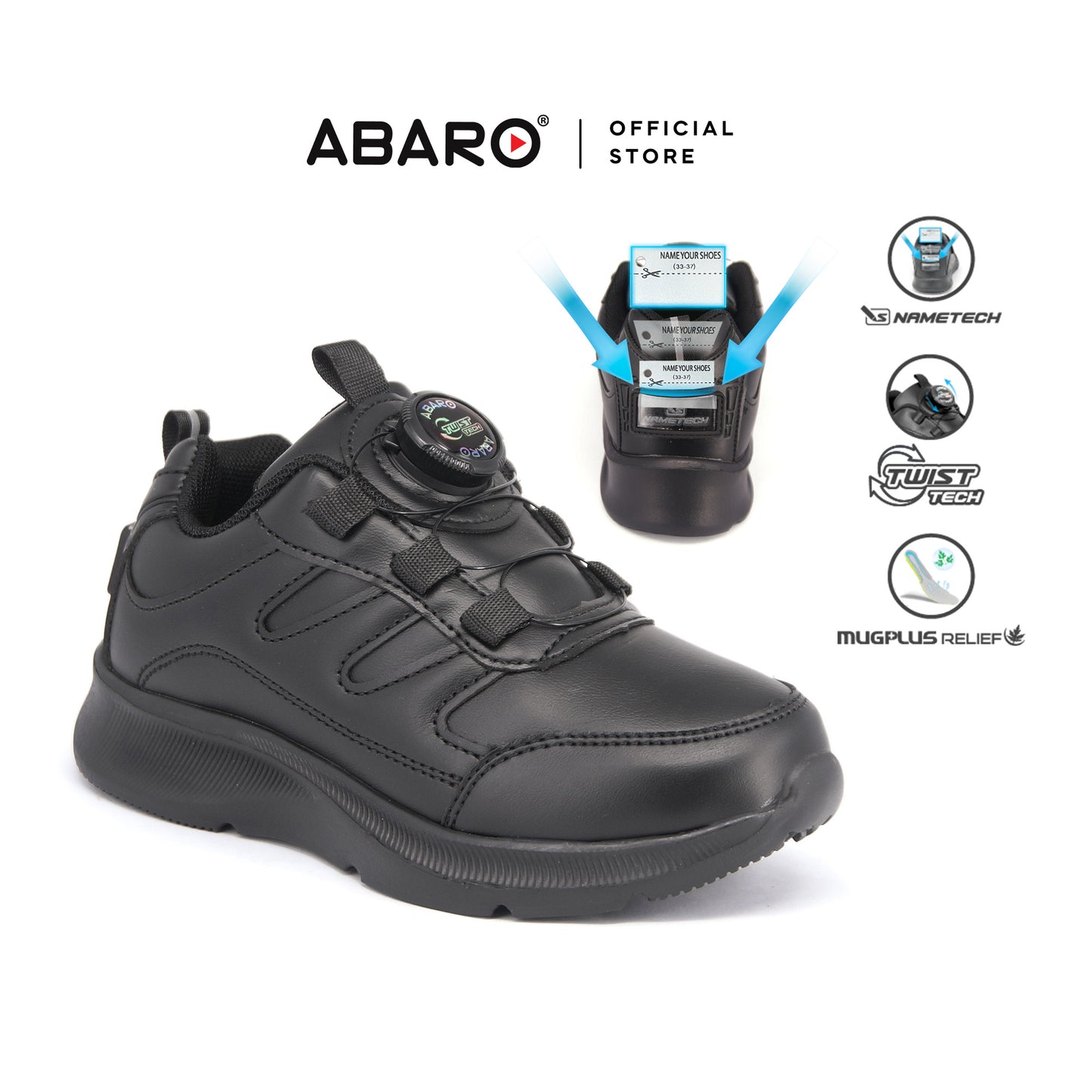ABARO T2858N TwistTech + NameTech School Shoes/Kasut Unisex/Kasut Tulis Nama