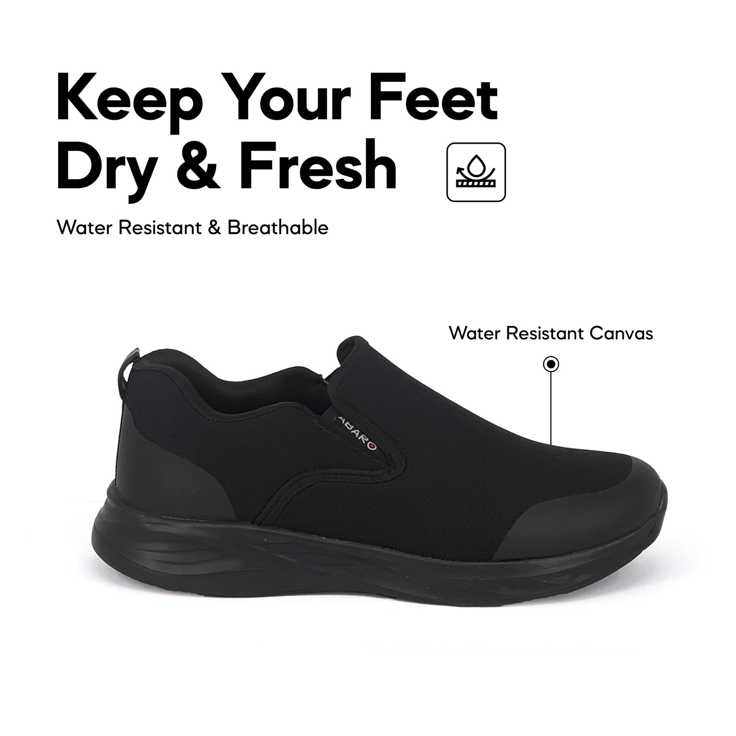 Abaro Water Resistant Anti-Bacterial Canvas Shoes W2883 Sneakers Men/Secondary school/School Shoes/Kasut Sekolah Hitam