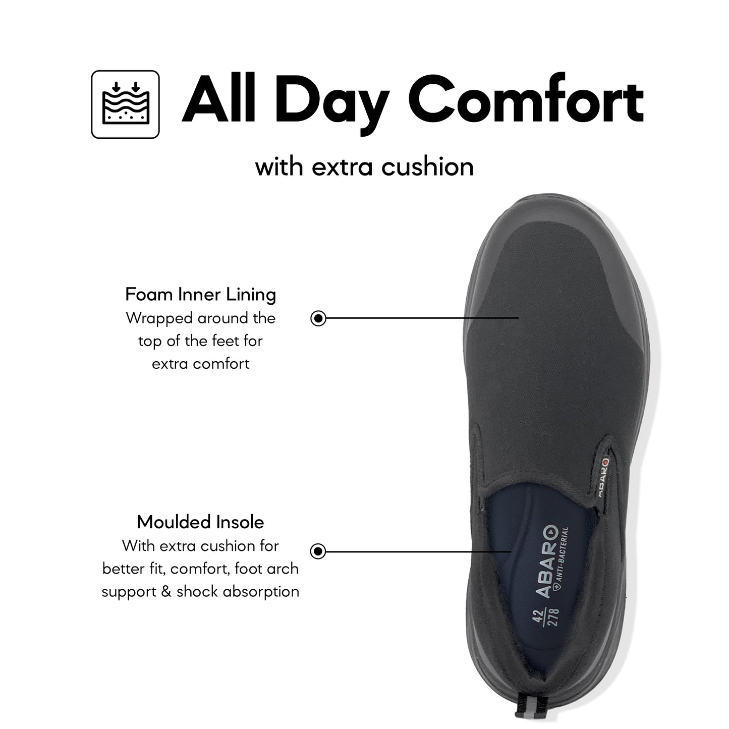 [ONLINE EXCLUSIVE] Abaro Water Resistant Anti-Bacterial Canvas Shoes W2883 /Secondary school/Kasut Sekolah Hitam