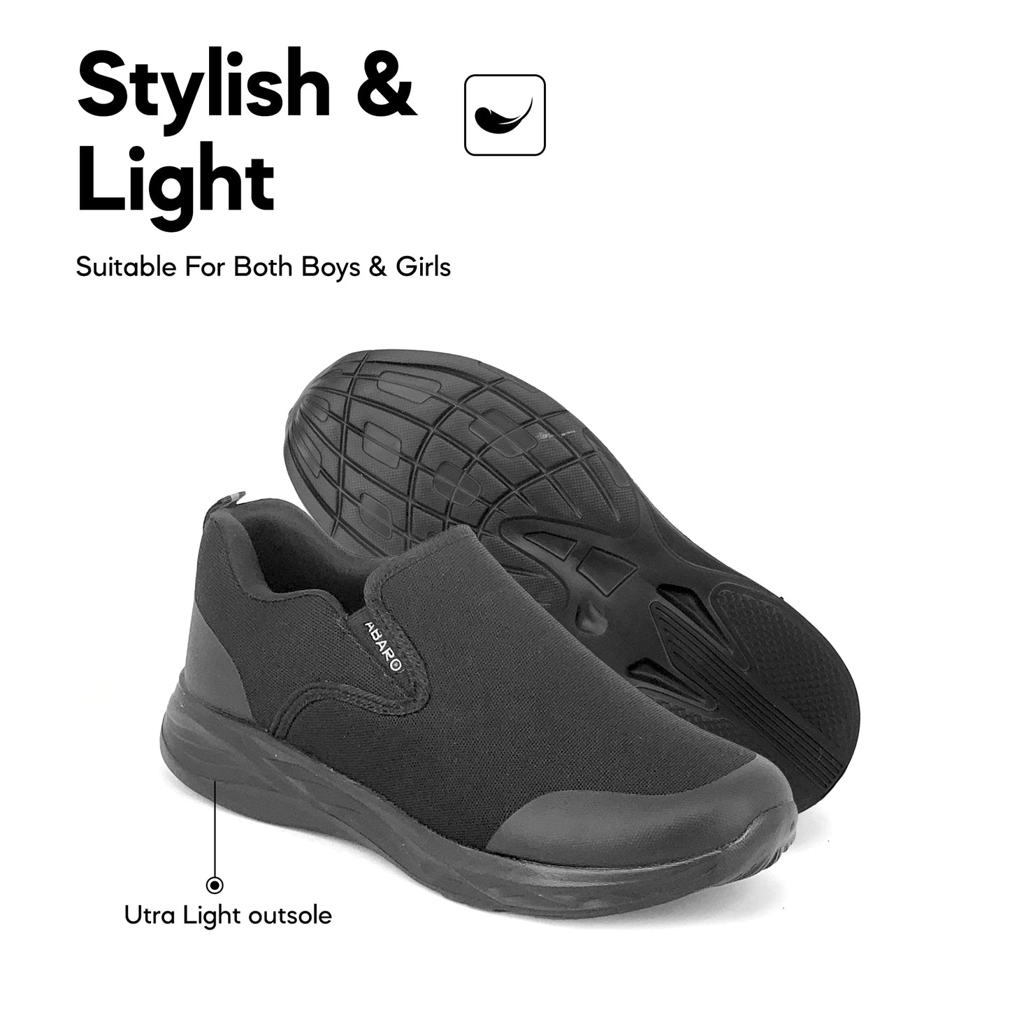 Abaro Water Resistant Anti-Bacterial Canvas Shoes W2883 Sneakers Men/Secondary school/School Shoes/Kasut Sekolah Hitam