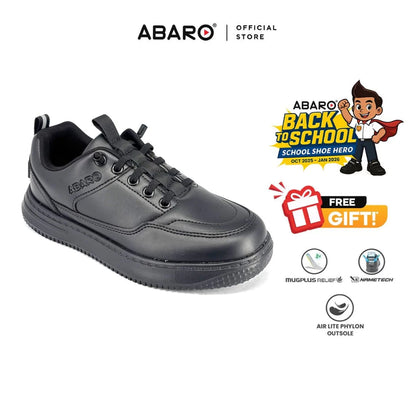 ABARO NameTech 2913N School Shoes Black Name Your Shoes/Kasut Sekolah Hitam/Kasut Budak