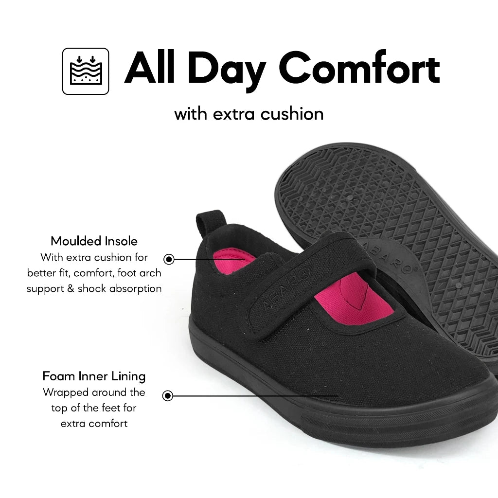 ABARO Slip Resistant/Anti Bacterial-2622D 2622 Girls Canvas Shoes /School Shoes/Kasut Sekolah Hitam/Kasut Sekolah/ Sneak