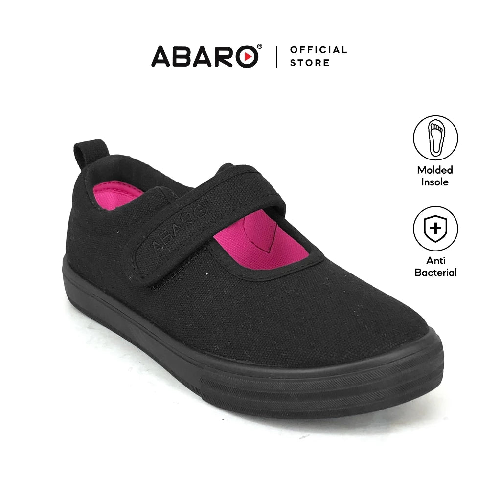 ABARO Slip Resistant/Anti Bacterial-2622D 2622 Girls Canvas Shoes /School Shoes/Kasut Sekolah Hitam/Kasut Sekolah/ Sneak