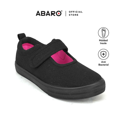 ABARO Slip Resistant/Anti Bacterial-2622D 2622 Girls Canvas Shoes /School Shoes/Kasut Sekolah Hitam/Kasut Sekolah/ Sneak