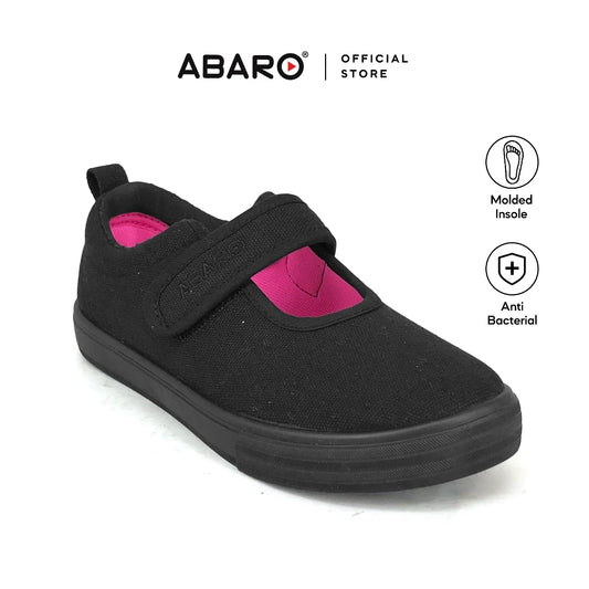 ABARO Slip Resistant/Anti Bacterial-2622D 2622 Girls Canvas Shoes /School Shoes/Kasut Sekolah Hitam/Kasut Sekolah/ Sneak