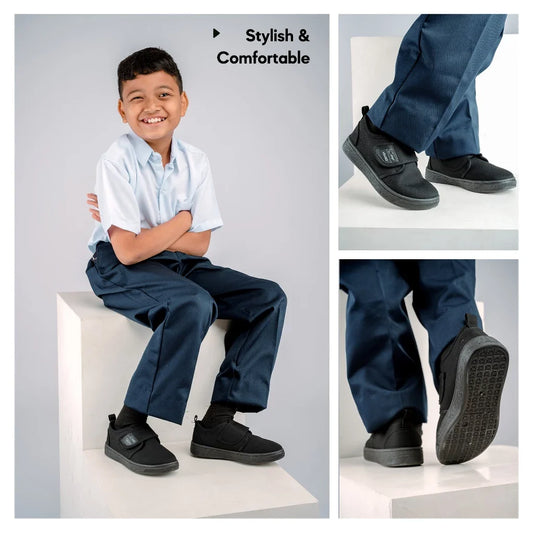 ABARO 2655D Anti-Bacterial Unisex Black School Shoes/Canvas Shoes/Kasut Sekolah Hitam