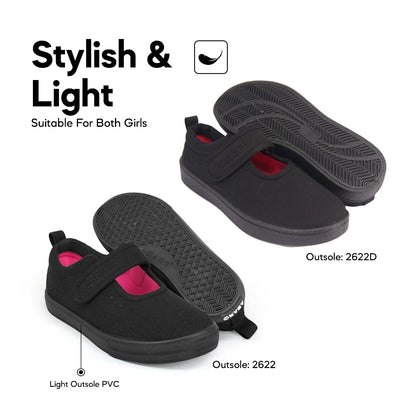 ABARO Slip Resistant/Anti Bacterial-2622D 2622 Girls Canvas Shoes /School Shoes/Kasut Sekolah Hitam/Kasut Sekolah/ Sneak