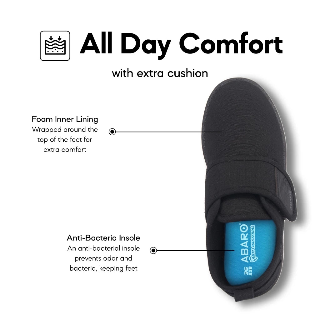 ABARO 2677 Anti-Bacterial Unisex Black School Shoes/Canvas Shoes/Kasut Sekolah Hitam