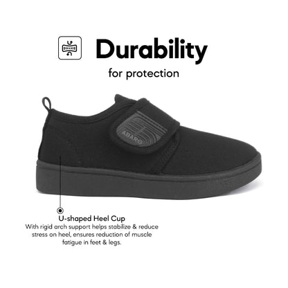 ABARO 2677 Anti-Bacterial Unisex Black School Shoes/Canvas Shoes/Kasut Sekolah Hitam