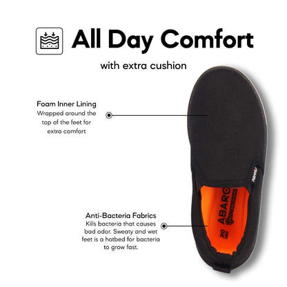 ABARO Unisex Slip Resistant 2626D 2626 Anti Bacterial Super Comfy/School Shoes/Slip On Canvas/Kasut Sekolah Hitam/??