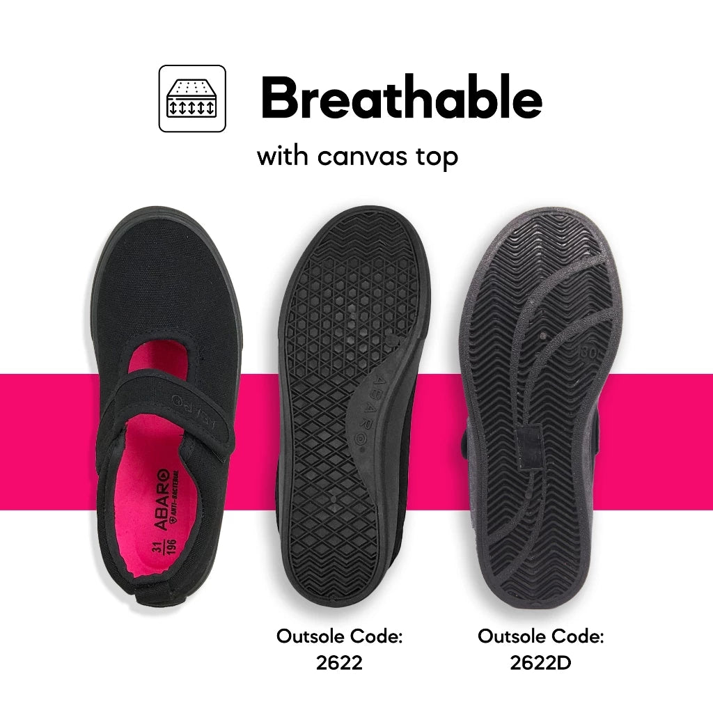 ABARO Slip Resistant/Anti Bacterial-2622D 2622 Girls Canvas Shoes /School Shoes/Kasut Sekolah Hitam/Kasut Sekolah/ Sneak