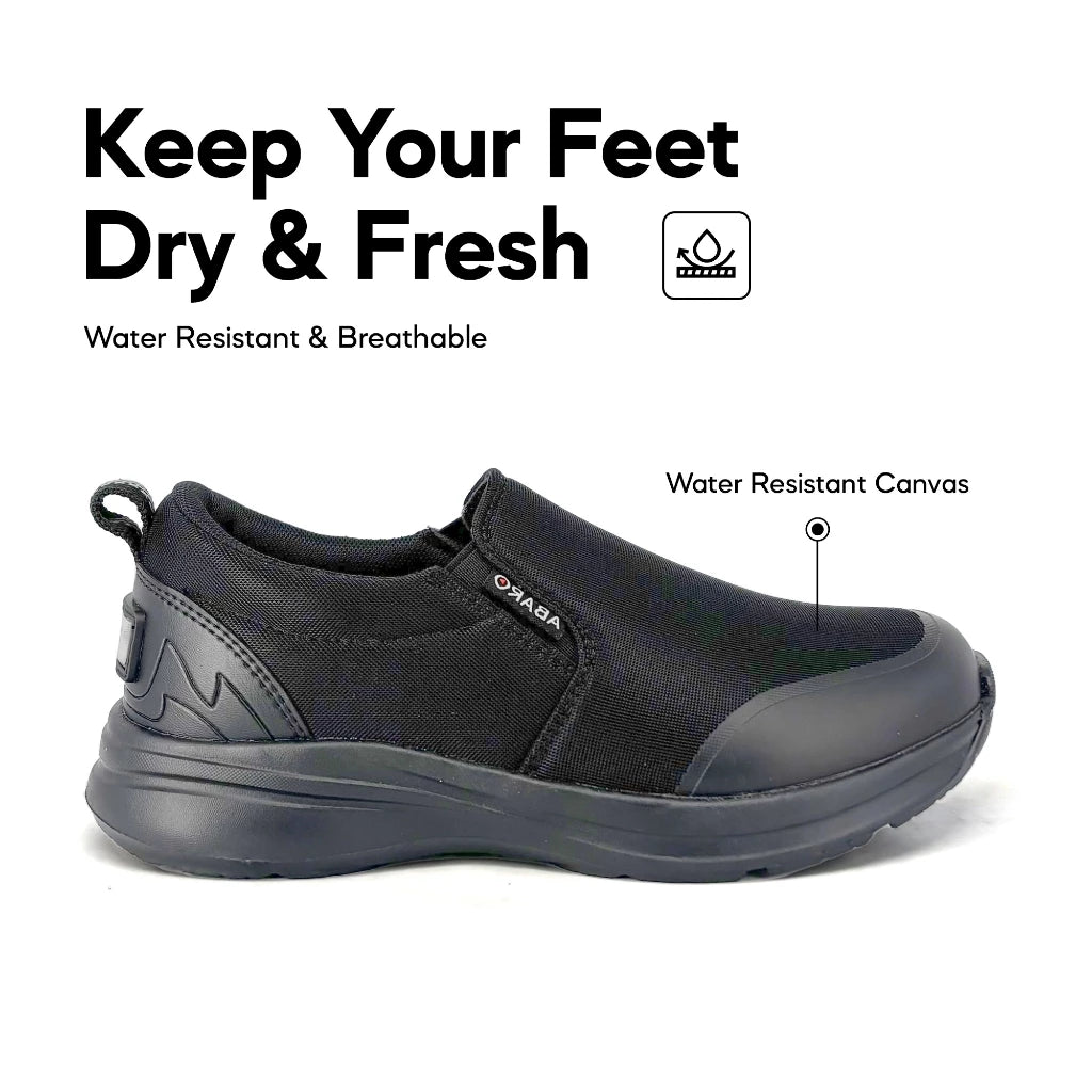 Abaro DryTech W2889N Water Resistant Canvas Shoe/Kasut Kalis Air /School Shoes/Kasut Sekolah Hitam