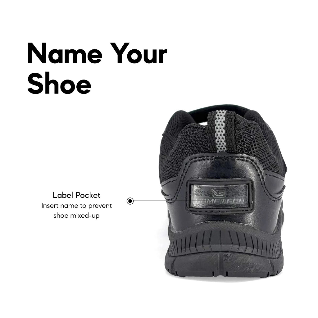 ABARO HideTech + GripTech H2278N Hidden GPS Pocket School Shoes/Kasut Unisex/Kasut Tulis Nama