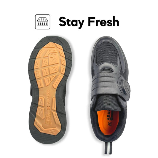 Abaro HideTech + GripTech + NameTech H2335N School Shoes Hidden GPS Pocket/NameYouShoes/Kasut Sekolah Hitam/Kasut Unisex