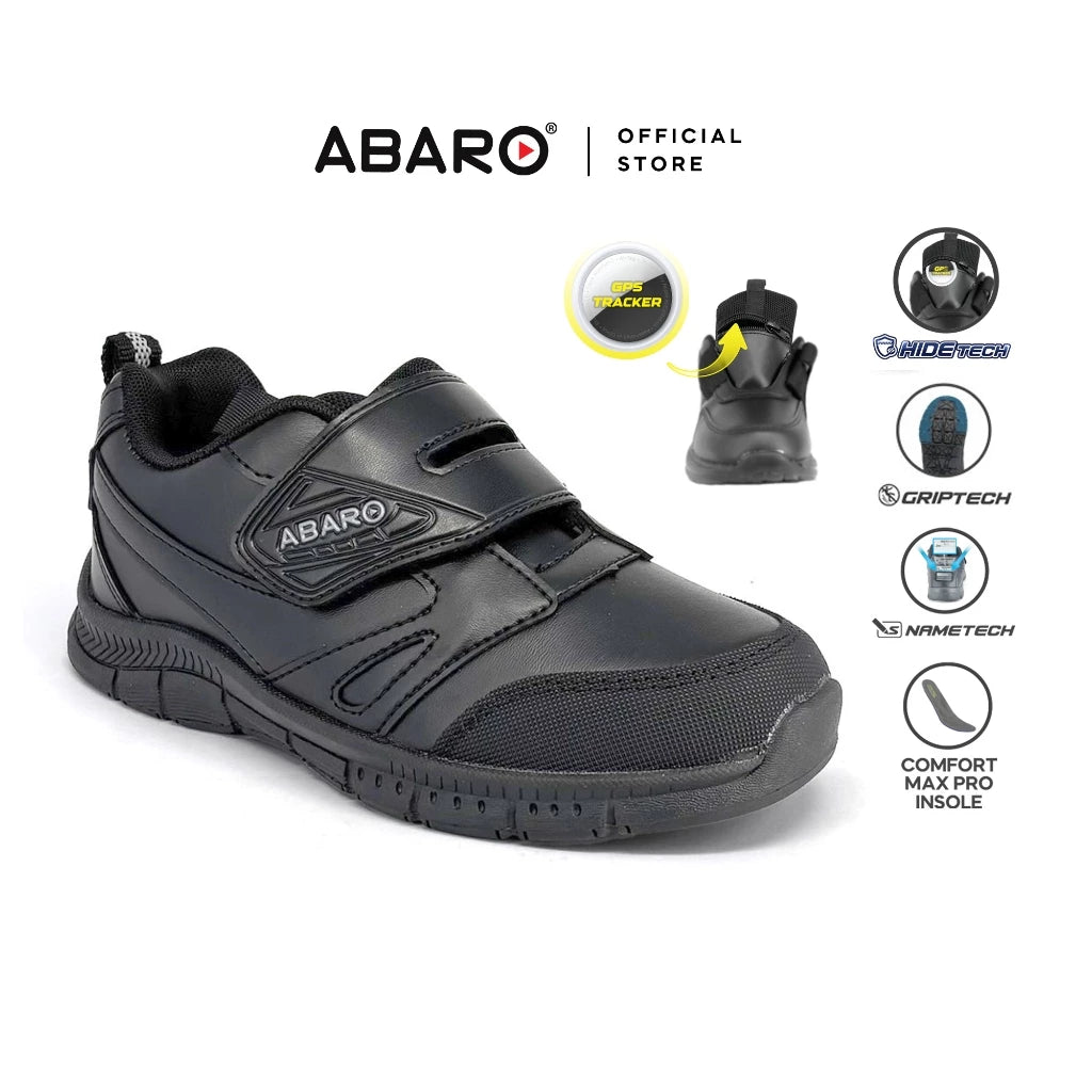ABARO GripTech + HideTech H2279N Hidden GPS Pocket School Shoes/Kasut Unisex/Kasut Tulis Nama