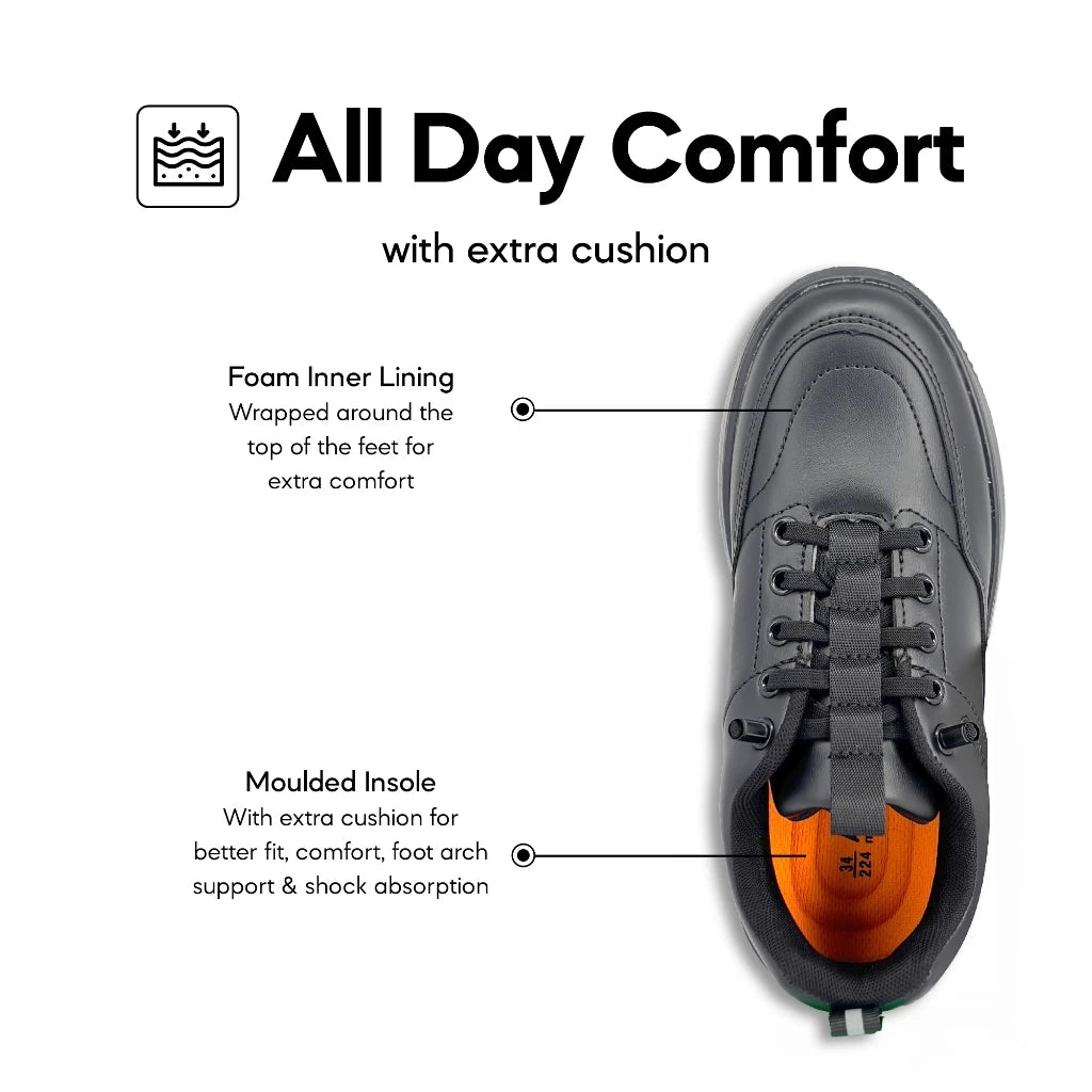 ABARO NameTech 2913N School Shoes Black Name Your Shoes/Kasut Sekolah Hitam/Kasut Budak